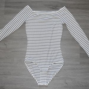 Madewell Black and White Striped Bodysuit